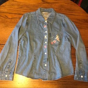 Vintage fitted Christmas embroidered Button Down shirt